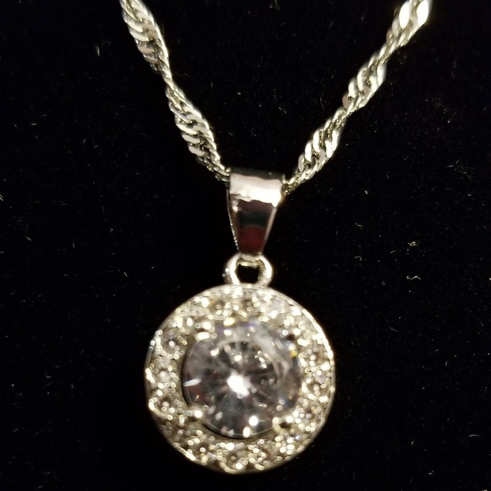 2 Carat AAA C.Z .925 Sterling Silver Necklace.